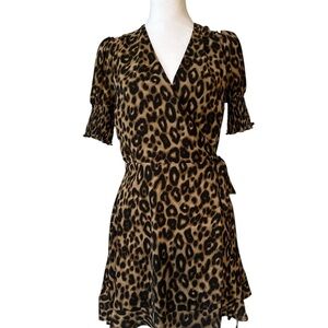 Blue Rain Leopard Print Wrap Dress